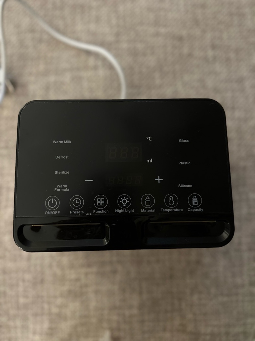 Black Electric Bottle Warmer with Digital Touch Panel